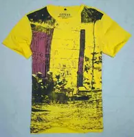 discount t-shirt guess hommes 2013 usa metropolis jaune